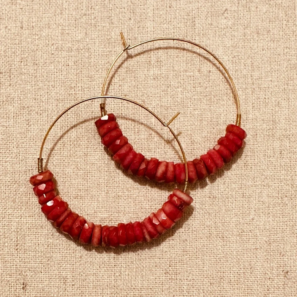 BP | Earrings | Hoop Earrings with Red Gemstones